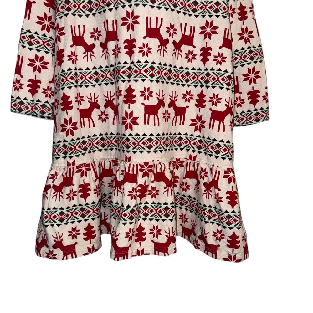 Hanna Andersson Dear Deer Reindeer Girls Dress 150 12 Christmas Holiday Red - Picture 5 of 9